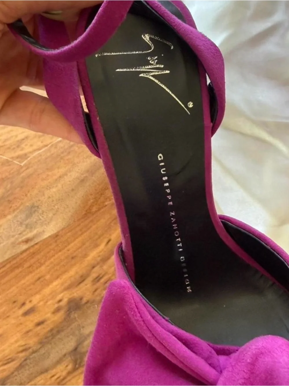 Giuseppe Zanotti Magenta Platform Stiletto Sandals with Bow